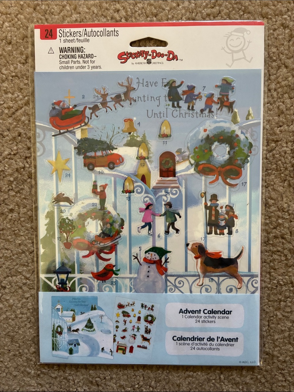 1997 American Greetings Stickety-Do-Da Advent Calendar With 24 Stickers